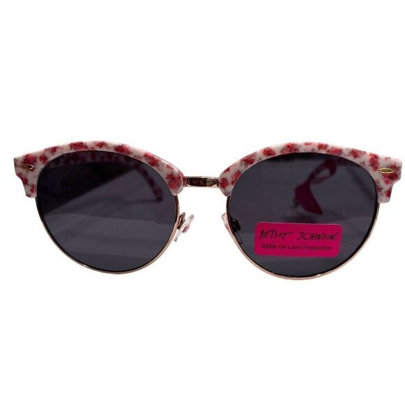 Betsey Johnson Sunglasses Women’s‎ Pink Floral Round White Pin Up Retro Novelty main image 8